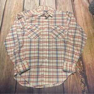 LEVIS vintage western cowboy plaid shirt long sleeve button down Size M Preowned